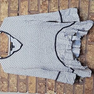 Living Doll Los Angeles Boho Floral High-Low Ruffle Blouse Size Large